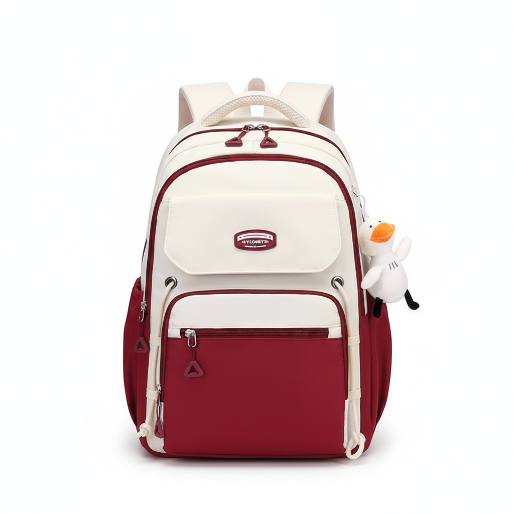 Middle School, High School, and College Students' Schoolbags Stain-Resistant Backpacks (Red)